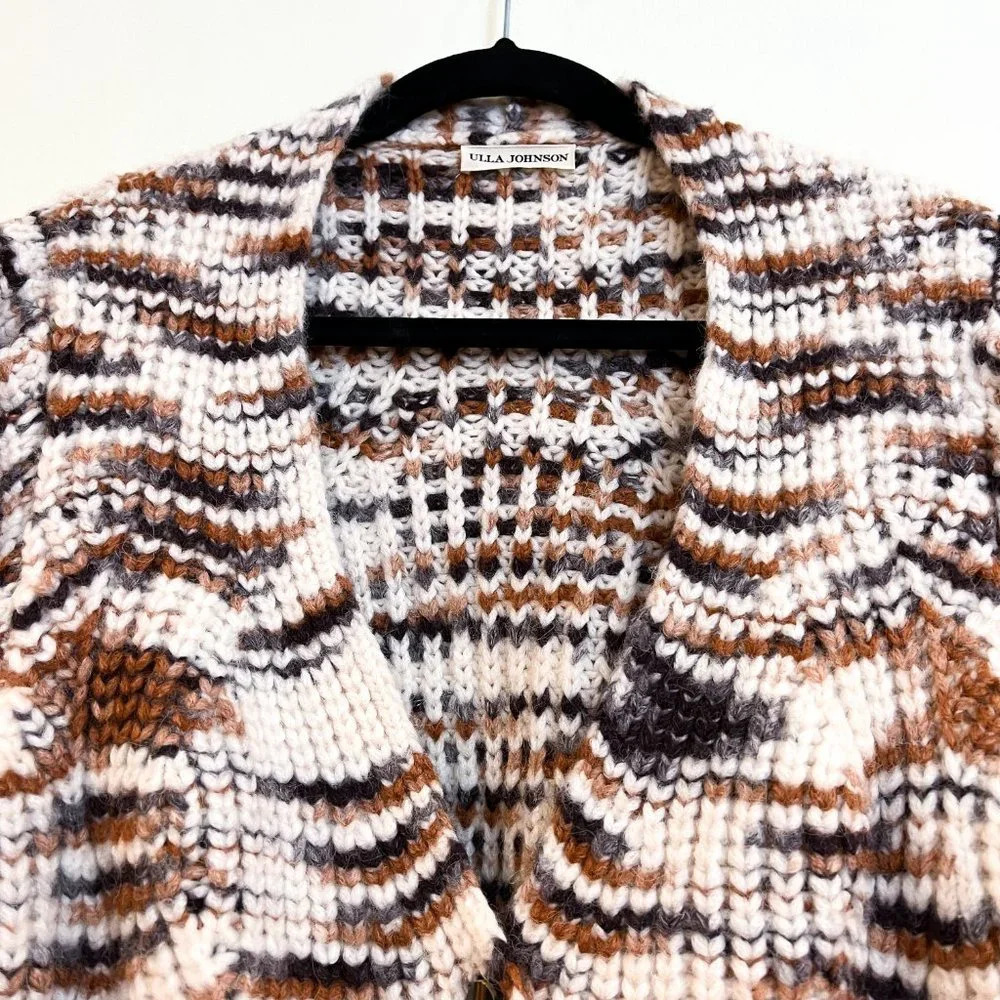 Ulla Johnson Greta Marled Alpaca Puff Sleeve Knit Striped Cardigan Sweater Small - Picture 7 of 14